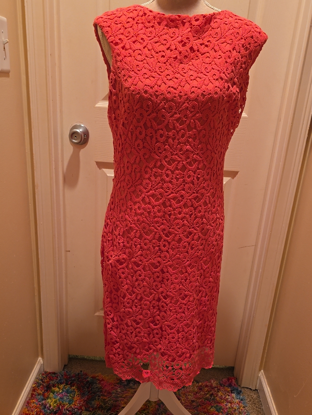 Ralph Lauren Coral Lace Sheath Dress Size 12